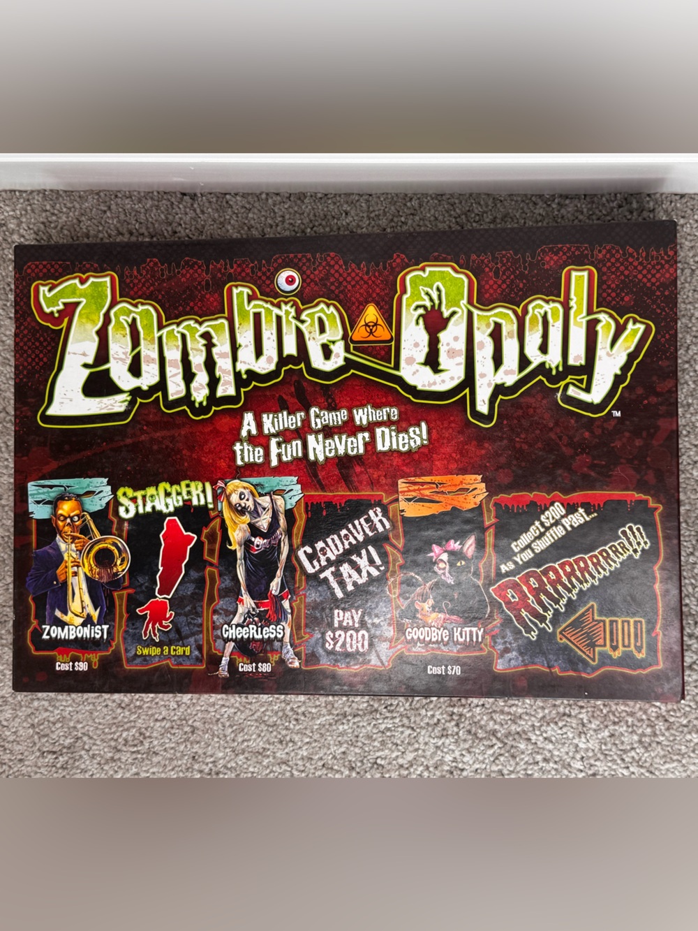 Zombie-Opoly Board Game by Late for the Sky: undead-themed property trading game